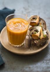 Soupe de potimarron, tartine de champignons