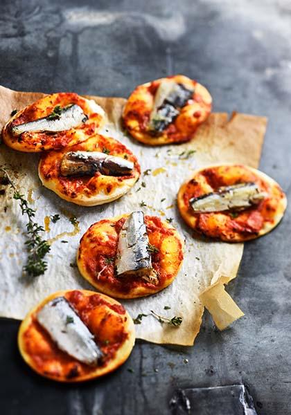 Minis pizzas all&#039;arrabiata et sardines