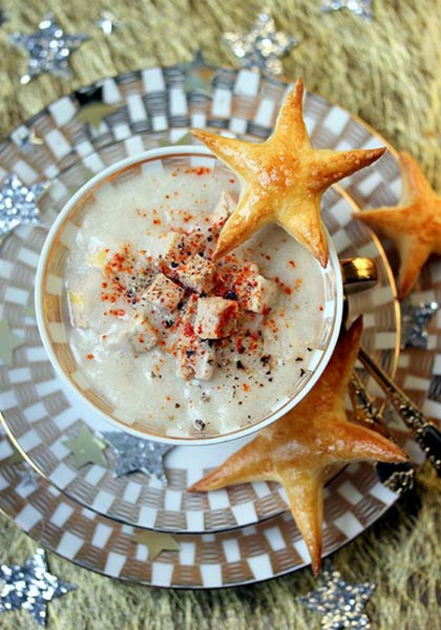 Velouté de topinambours au foie gras