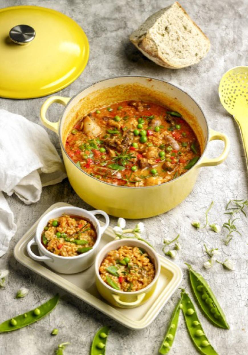 Navarin d&#039;agneau aux petits pois et au riz