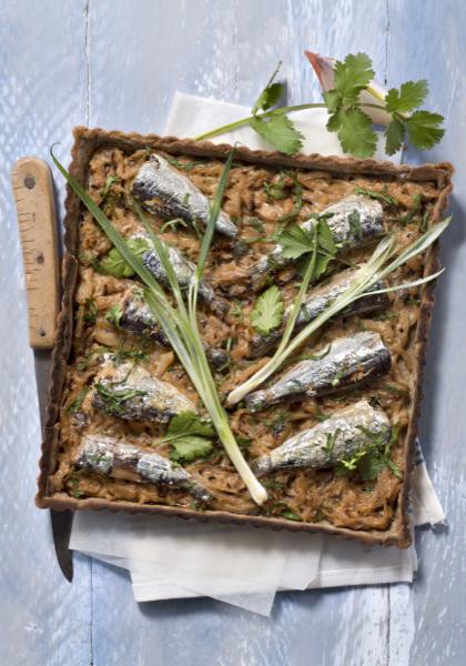 Tarte aux oignons et aux sardines