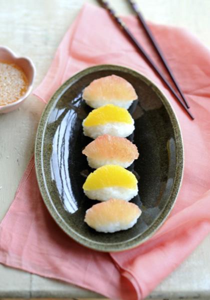 Sushis de riz au lait aux agrumes