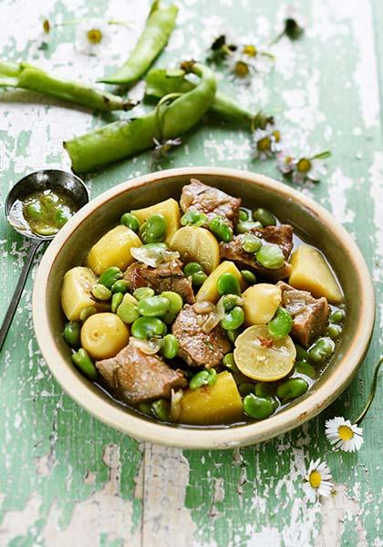 Tajine de veau aux fèves et au citron confit