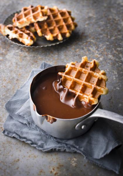 Gaufres liégeoises, ganache au chocolat