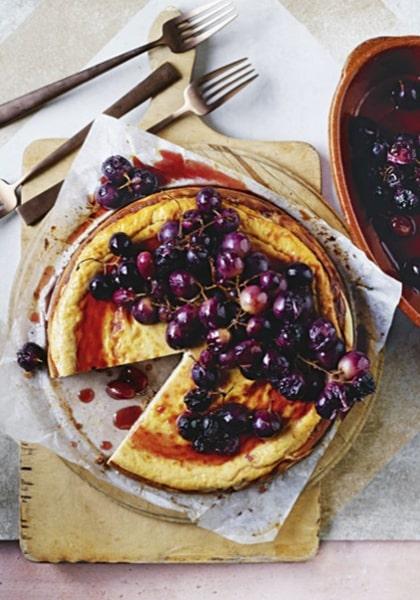 Cheesecake à la ricotta et raisins rôtis