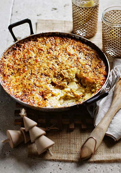 Gratin de pommes de terre cacio e pepe