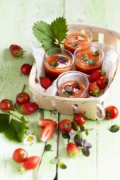 Gaspacho de tomates cerise et fraises