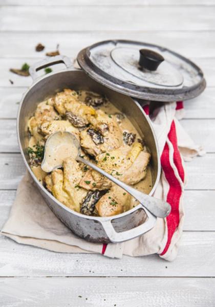 Poulet fermier aux morilles