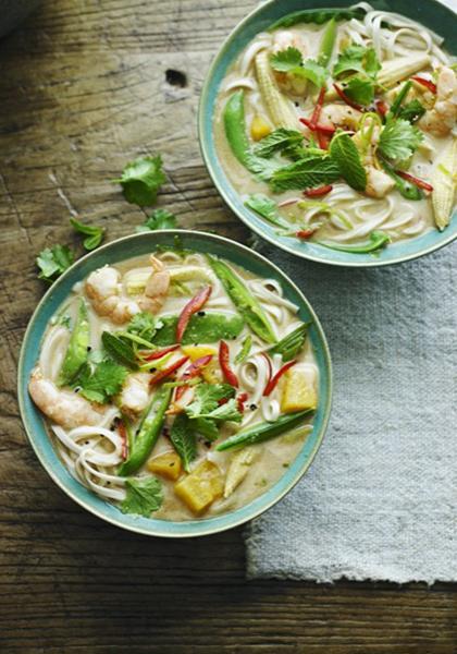 Soupe asiatique (laksa) aux crevettes