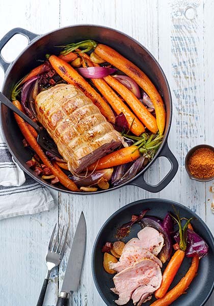 Rôti de veau aux carottes nouvelles