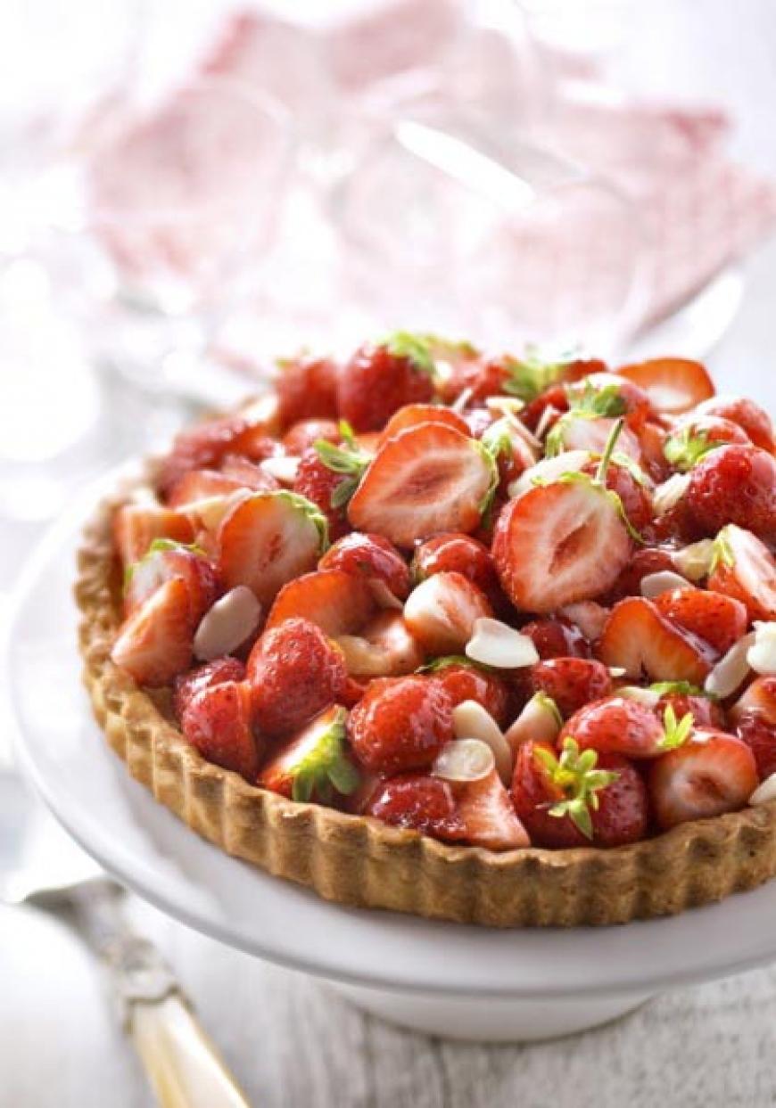 Tarte aux fraises et aux amandes