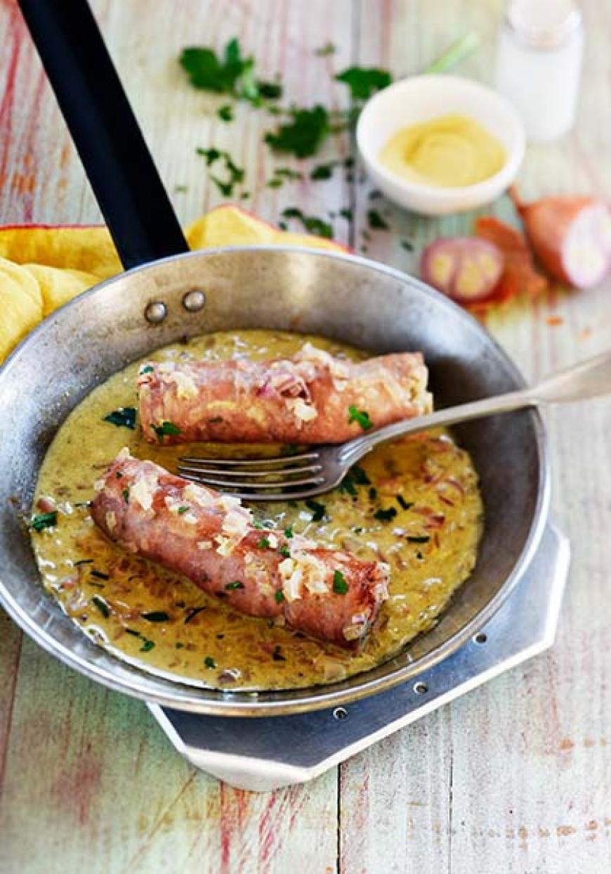 Andouillette de Troyes aux échalotes et à la moutarde