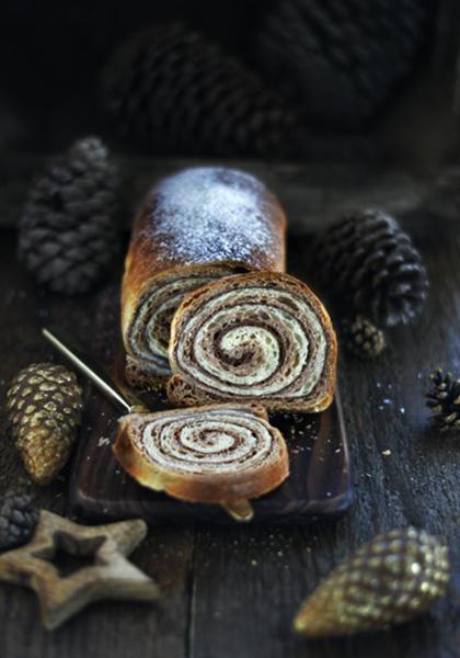 Brioche marbrée roulée