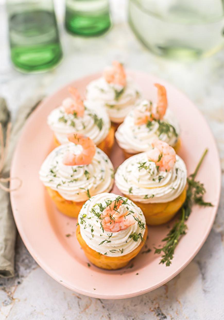 Muffins aux crevettes crème à l&#039;aneth