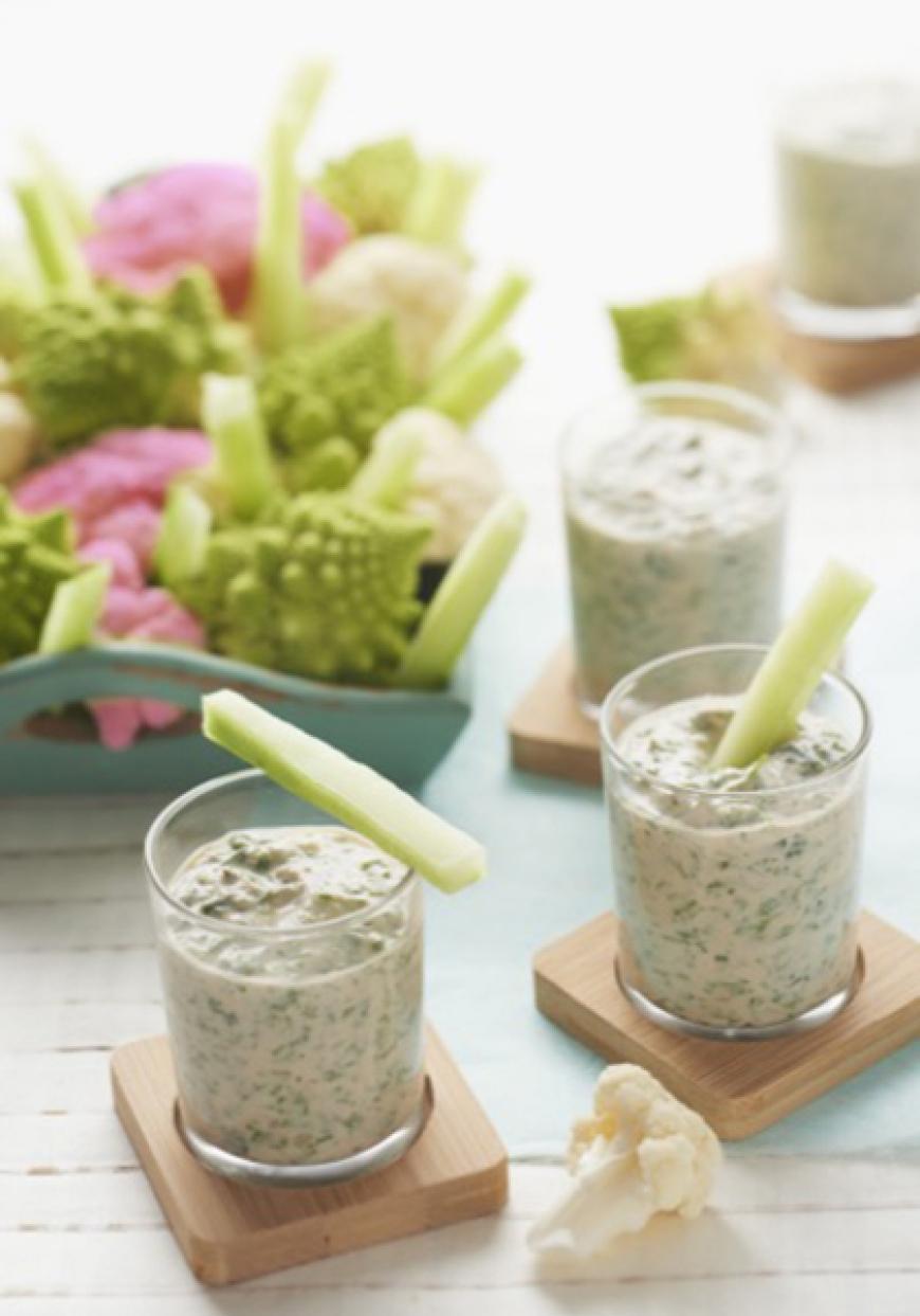 Dip au thon et aux herbes, petits légumes