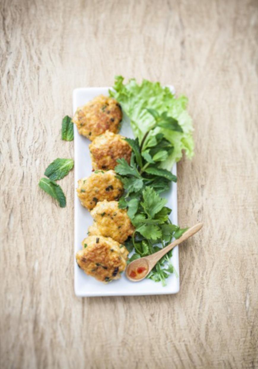 Bouchées au poulet, menthe, gingembre et combava