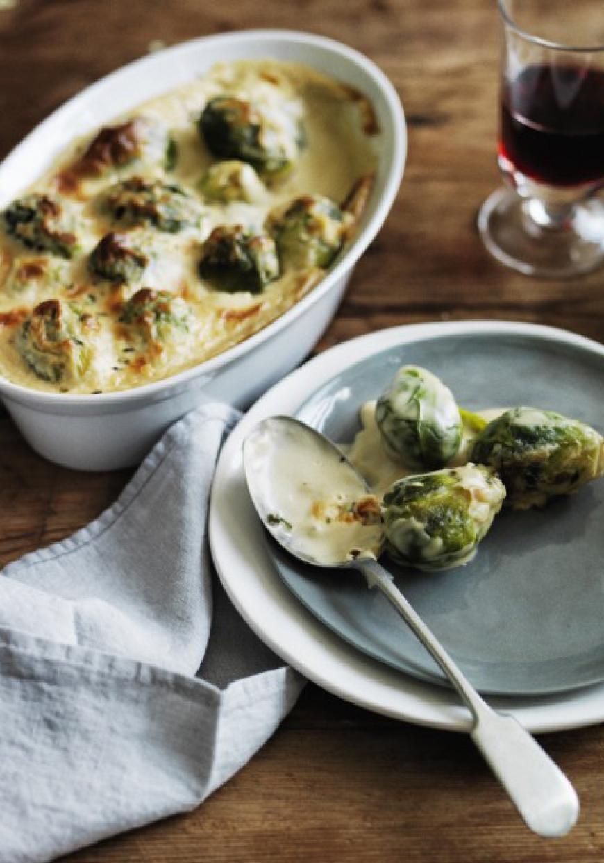 Gratin de choux de Bruxelles à la béchamel