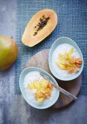 Perles du Japon au lait de coco, mangue et papaye