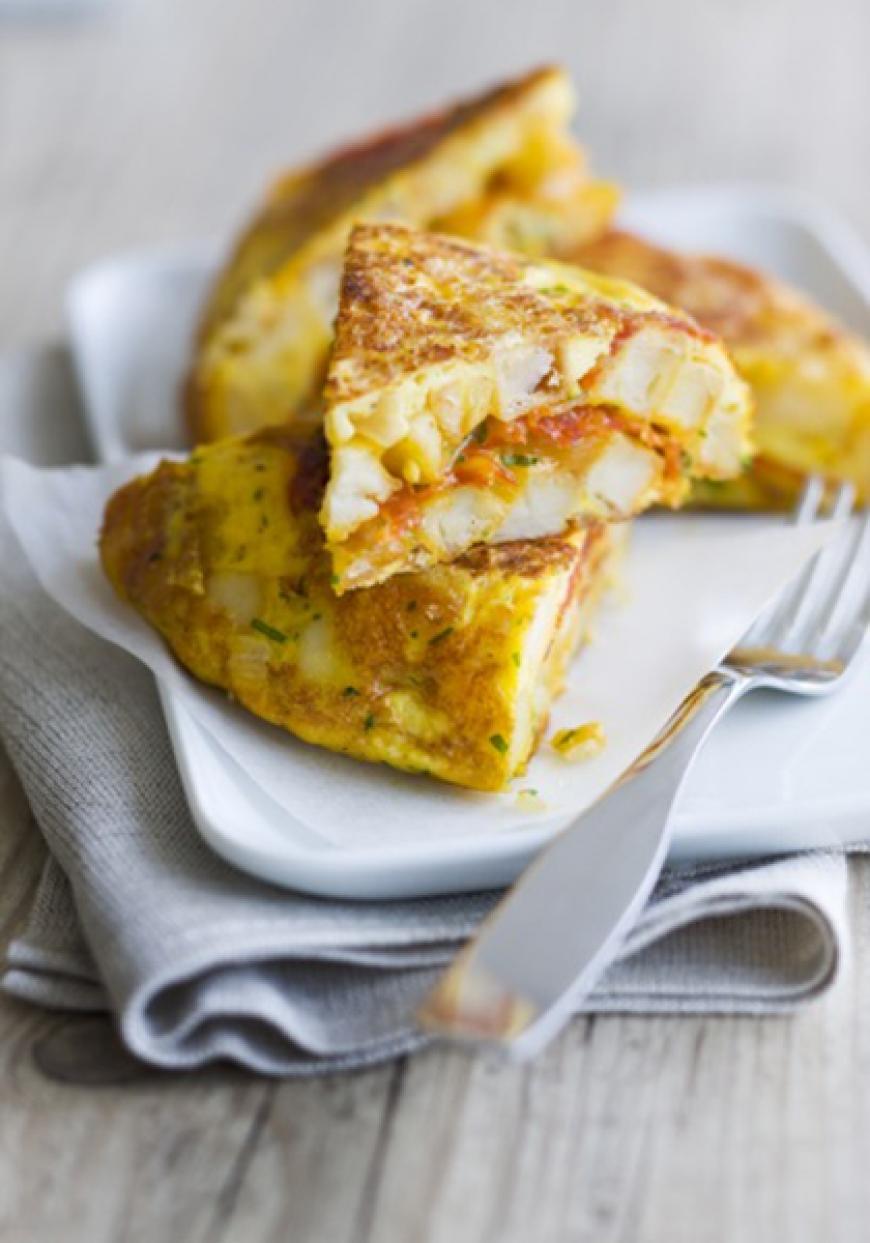 Tortilla aux pommes de terre et tomates