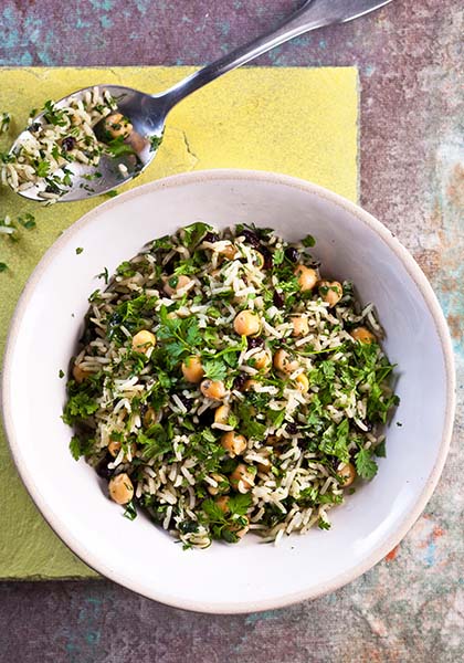 Salade de riz aux herbes et pois chiches