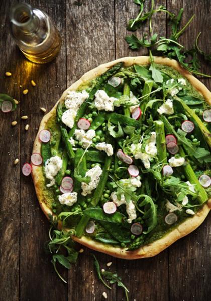 Pizza verte au pesto de roquette