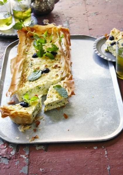 Quiche aux courgettes, feta et olives noires