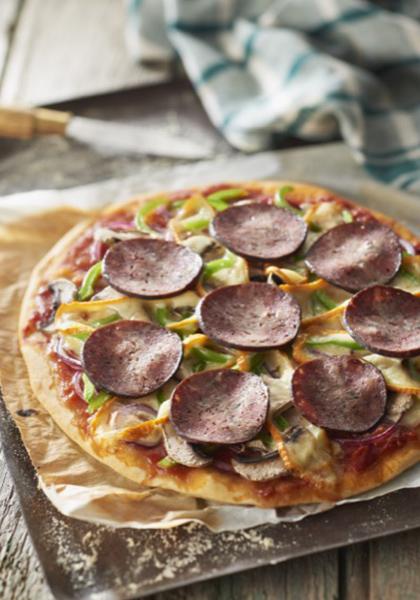 Pizza à l&#039;andouille de Vire et au Livarot