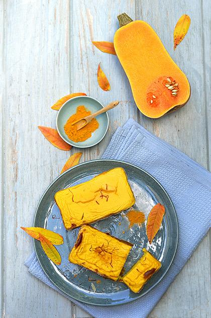 Flan de courge butternut au curcuma et au safran