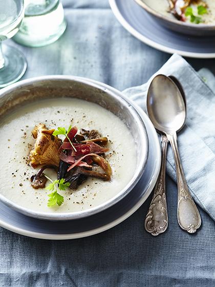 Velouté de chou-fleur aux champignons des bois