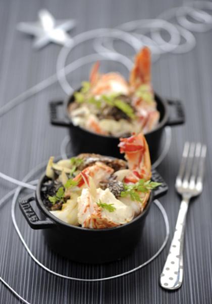 Cocotte de langoustes aux morilles