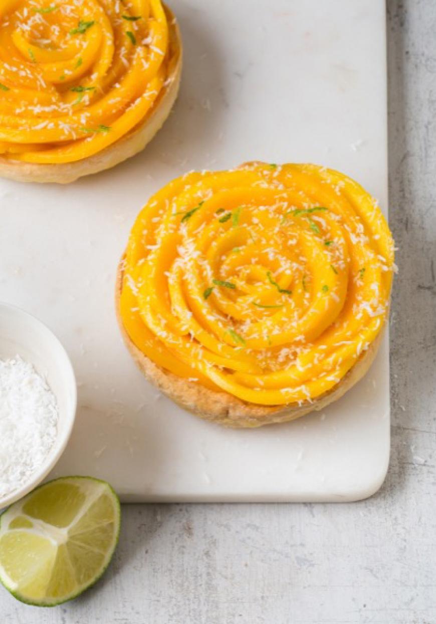 Tartelettes en tourbillon de mangue et citron vert