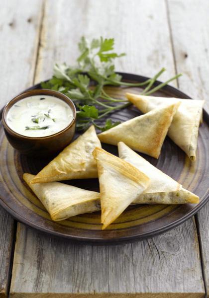 Samossas au chèvre, épinards et fenouil