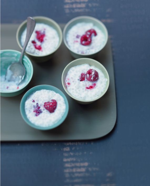 Perles du Japon au lait de coco et framboises