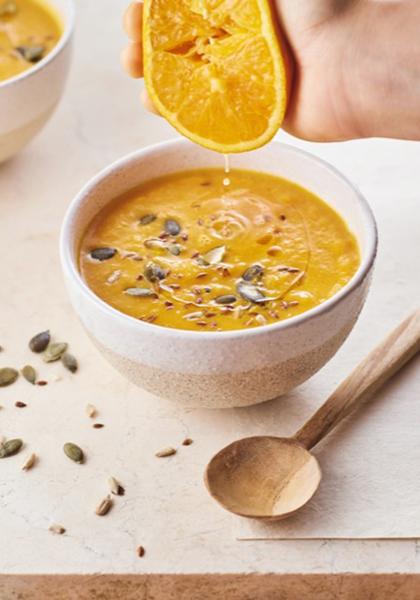 Soupe de carottes et courge à l&#039;orange