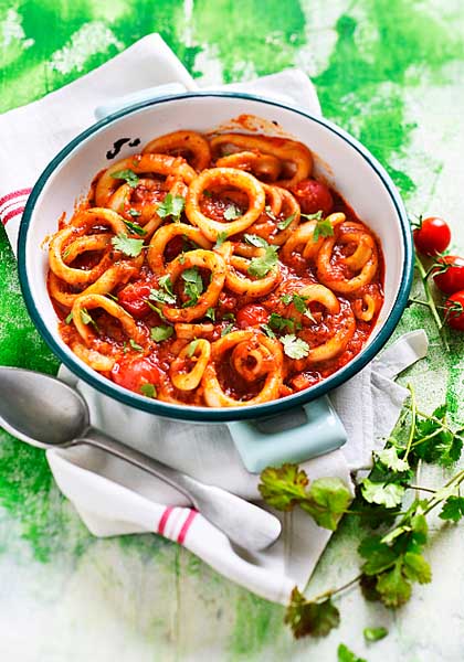 Anneaux de calamars à la tomate