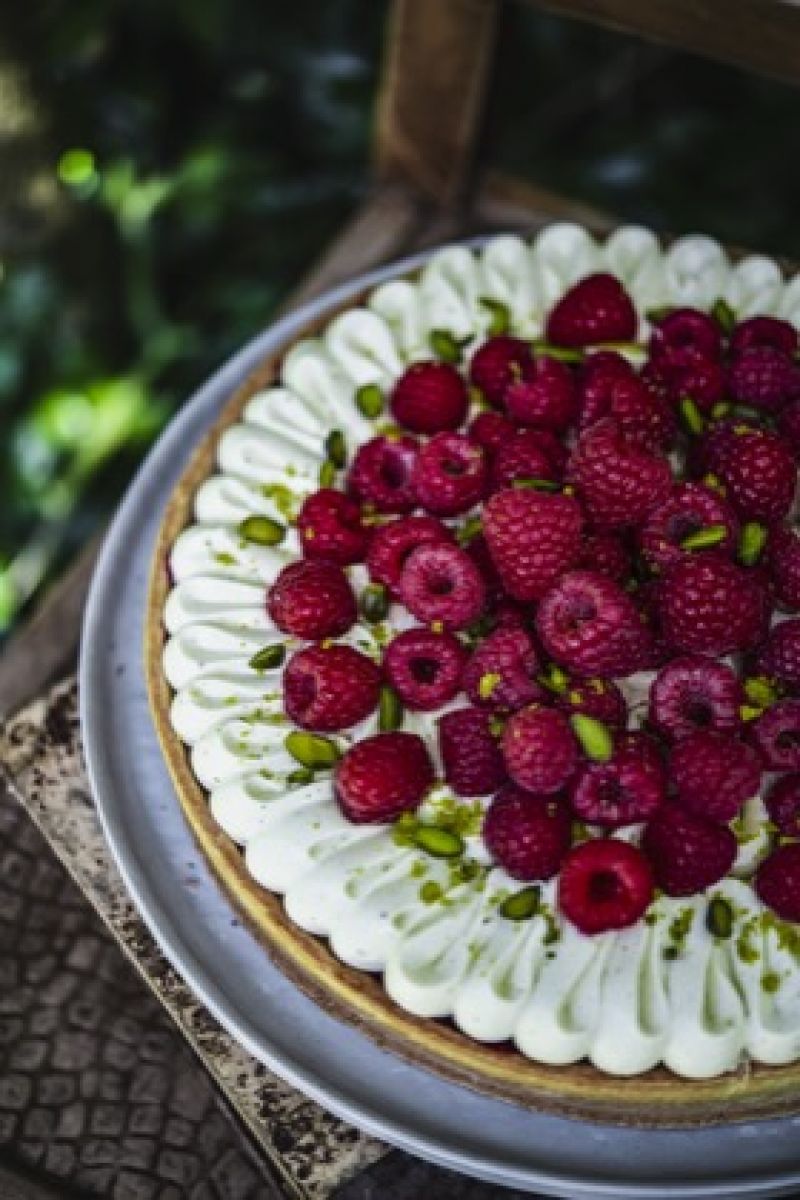 Tarte framboises pistaches