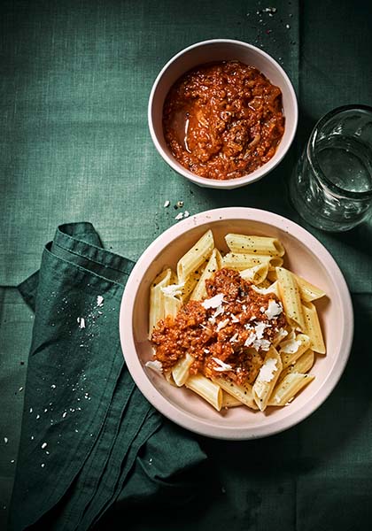 Pennes à la sauce bolognaise