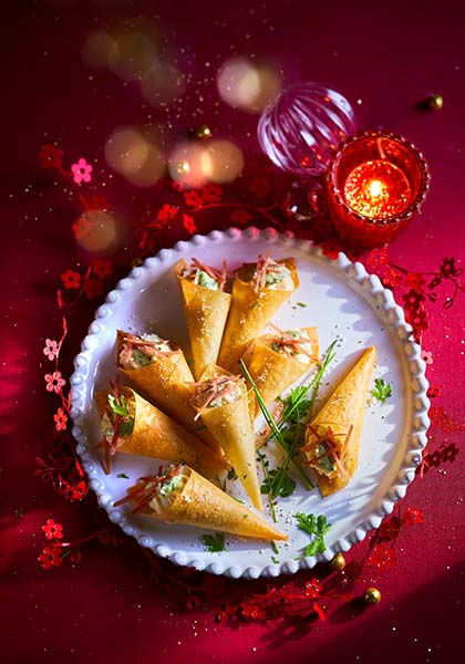 Petits cornets de boudin blanc