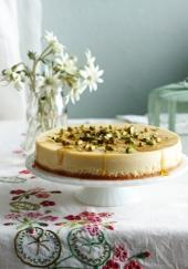 Cheesecake ricotta, miel et pistaches