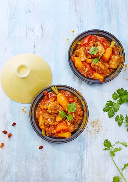 Tajine d’agneau aux épices douces et raisins secs