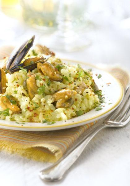 Risotto aux moules et au safran