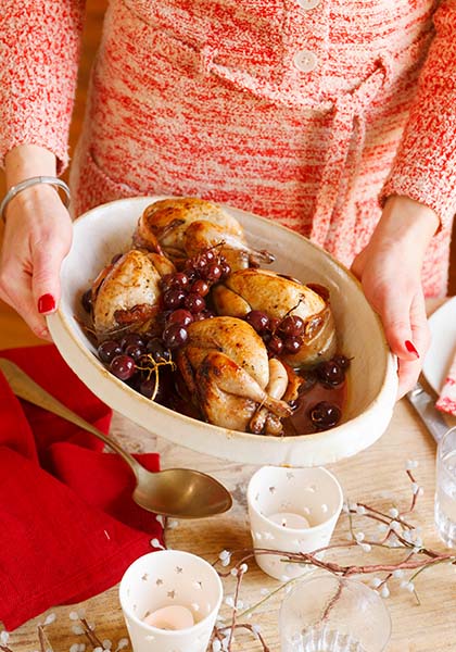 Cailles farcies aux raisins