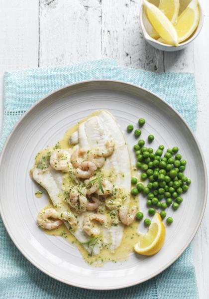 Filets de sole aux crevettes et beurre blanc nantais à l&#039;estragon