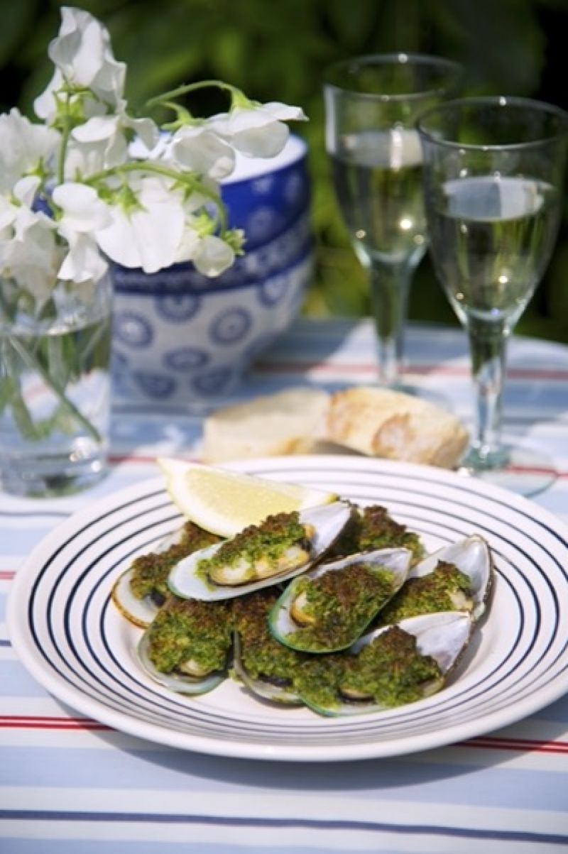 Moules gratinées au beurre d&#039;herbes