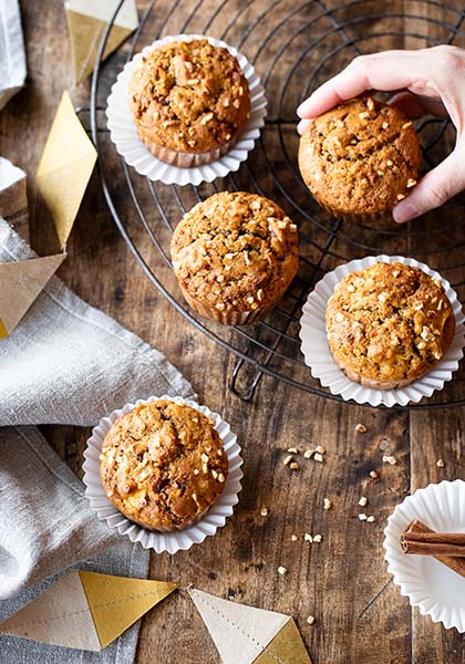 Muffins pommes, nougatine et cannelle