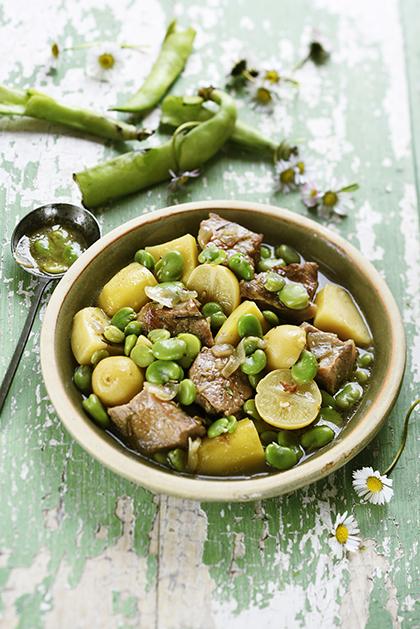 Tajine de veau au citron confit et aux fèves