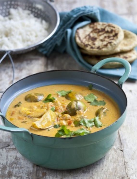 Curry d&#039;aubergine au lait de coco