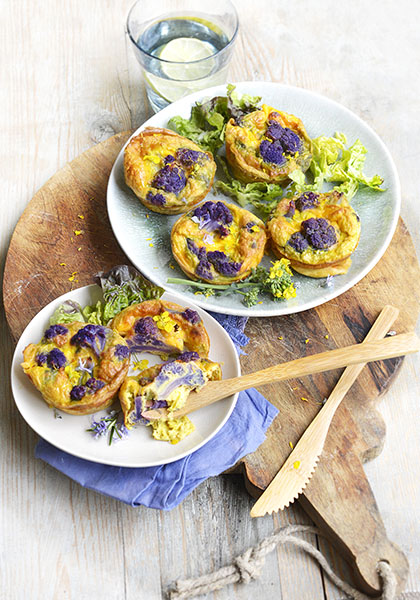 Petits flans au chou-fleur violet