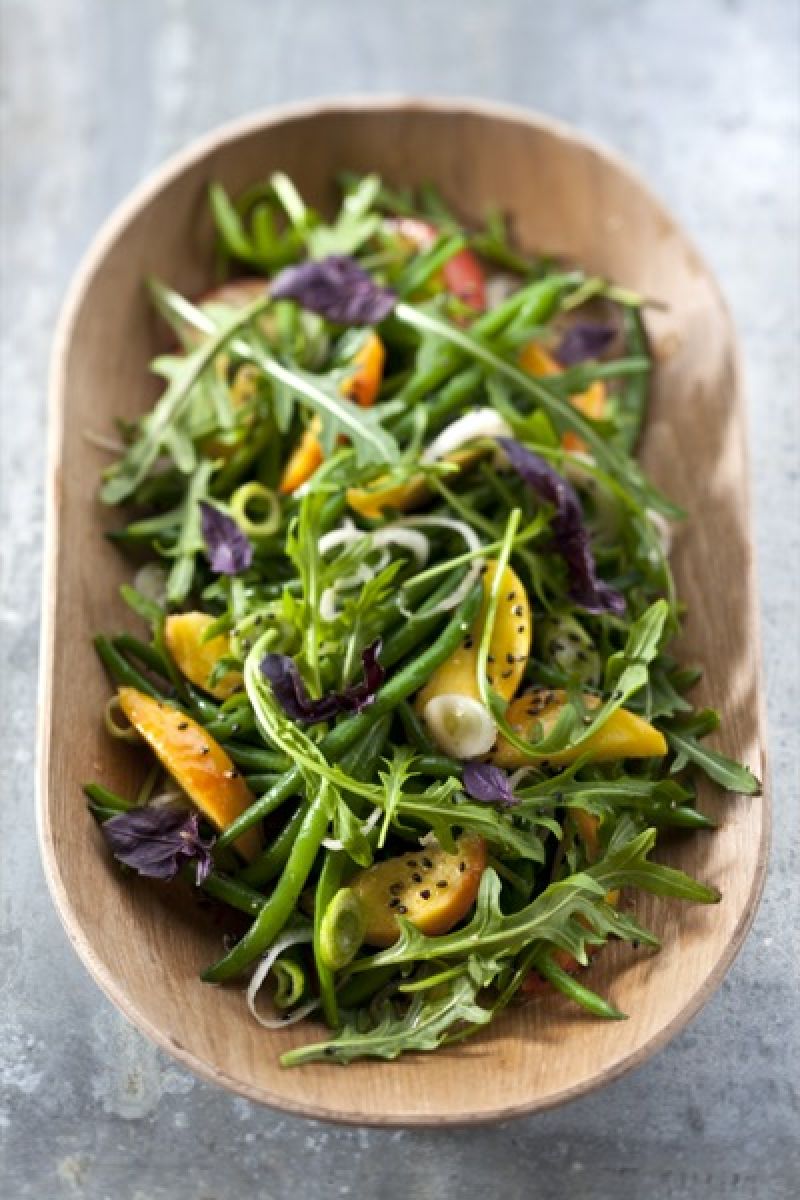 Salade de haricots verts aux pêches