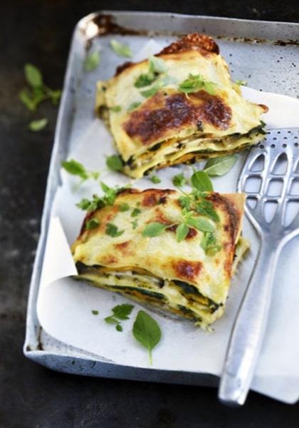 Lasagnes végétariennes aux aubergines, patates douces et épinards